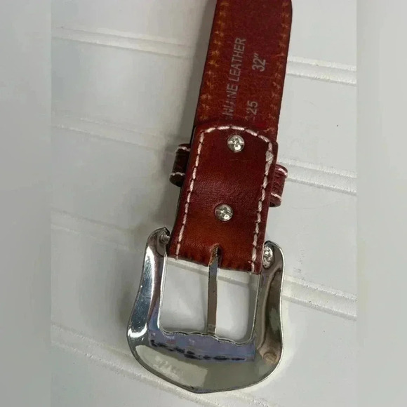 Tooled Scalloped Concho Western Leather‎ Belt - Chestnut 32” main image 4